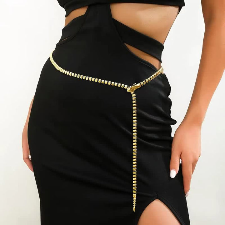 Cintura in metallo con catena a forma di serpente retrò da donna - Oro - image 0