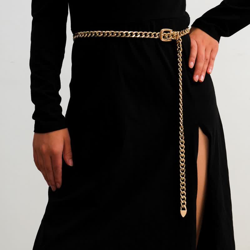 Cintura in metallo con catena a maglie multiple da donna - Oro - image 0