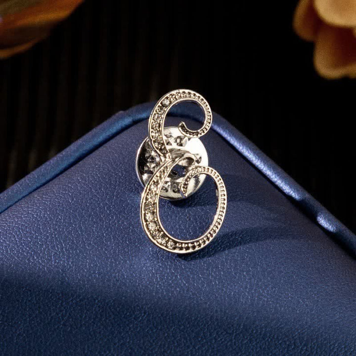 Spilla con lettera iniziale dell'alfabeto 26 in argento e strass - E - image 5