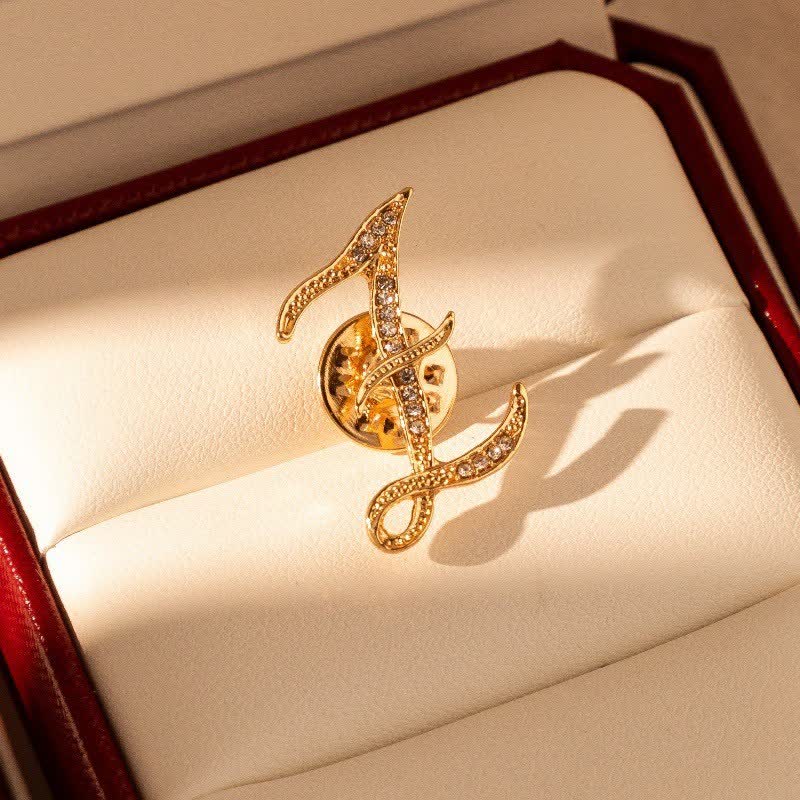 Spilla con lettera iniziale in oro 26 dell'alfabeto con strass - Z - image 26