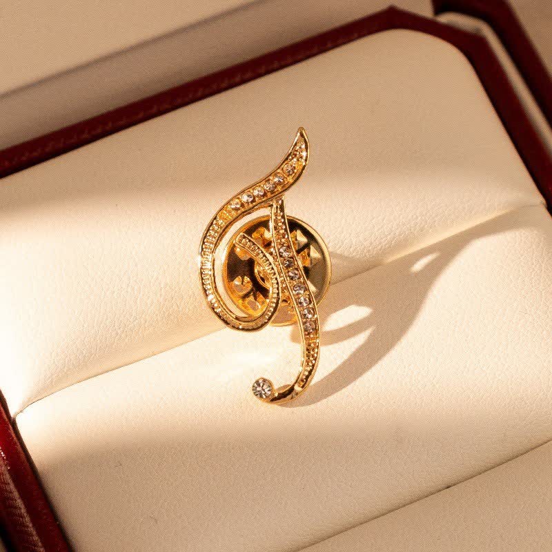 Spilla con lettera iniziale in oro 26 dell'alfabeto con strass - F - image 6
