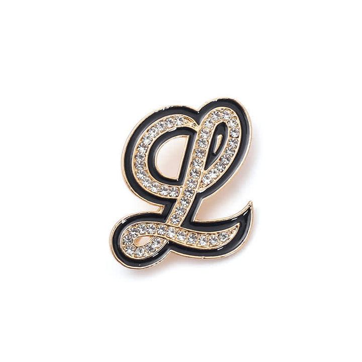 Spilla con lettera iniziale smaltata nera e strass, alfabeto 26 - L - image 16