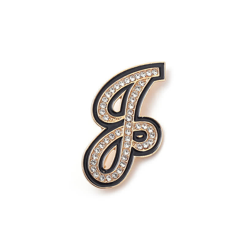 Spilla con lettera iniziale smaltata nera e strass, alfabeto 26 - J - image 14