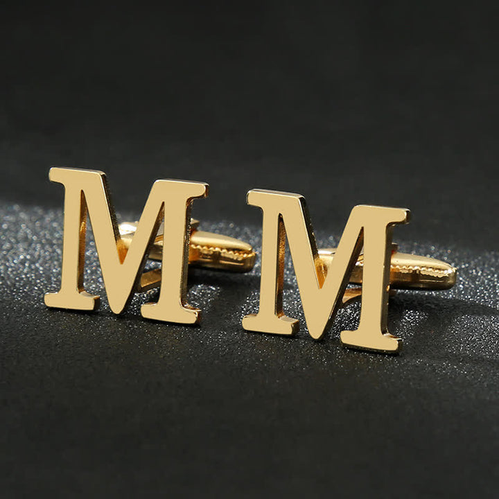 Gemelli da uomo placcati in oro con iniziale e 26 lettere dell'alfabeto. - M - image 13