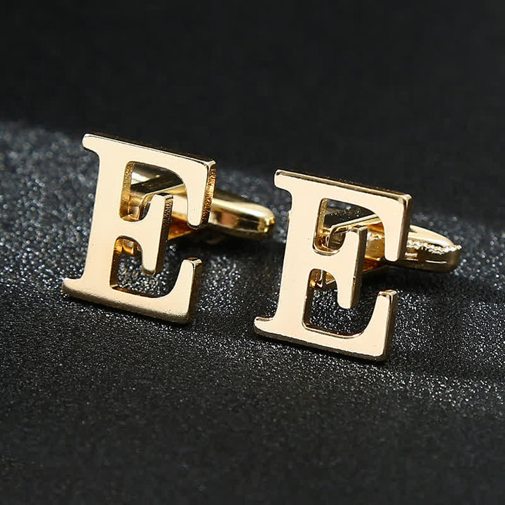 Gemelli da uomo placcati in oro con iniziale e 26 lettere dell'alfabeto. - E - image 6