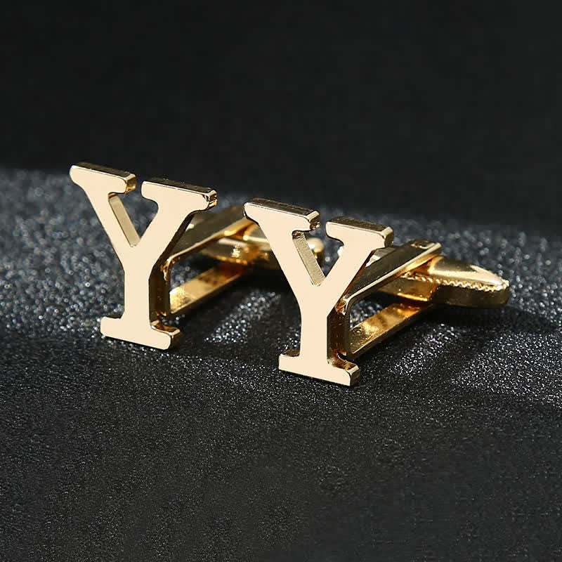 Gemelli da uomo placcati in oro con iniziale e 26 lettere dell'alfabeto. - Y - image 25