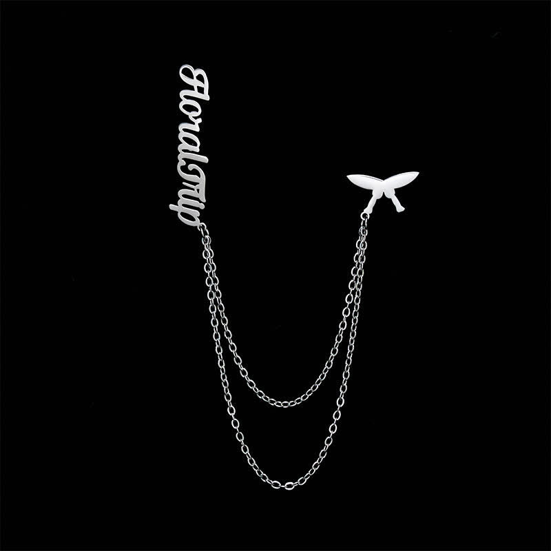 Spilla con lettera personalizzata alla moda con nappe a catena - image 4