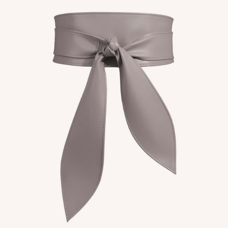 Cintura da corsetto in pelle con fascia larga da donna - Grigio - image 5