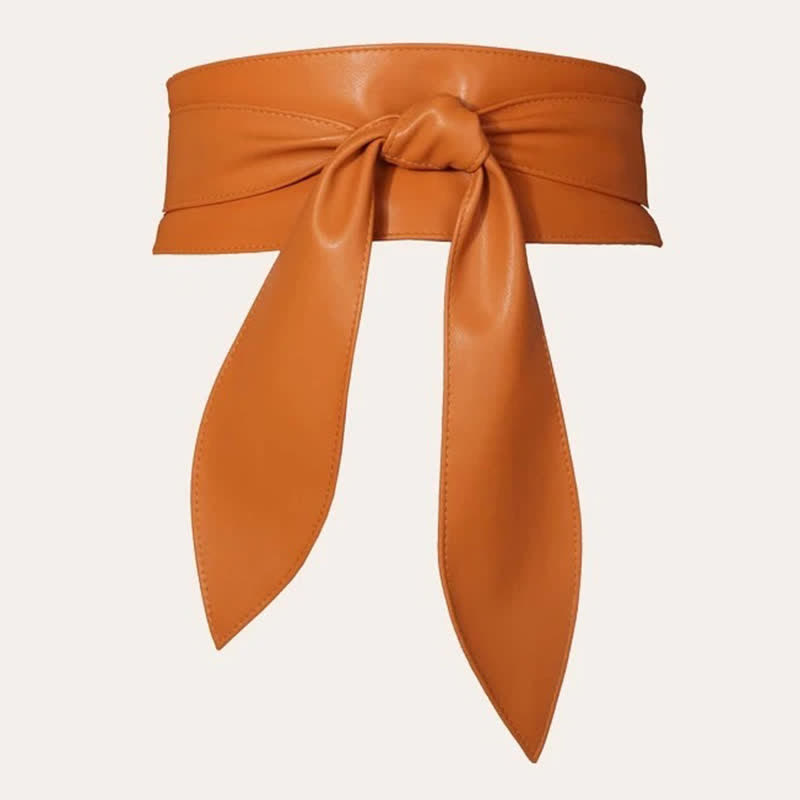 Cintura da corsetto in pelle con fascia larga da donna - Arancia - image 2