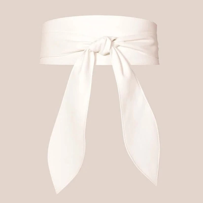 Cintura da corsetto in pelle con fascia larga da donna - Bianco - image 1