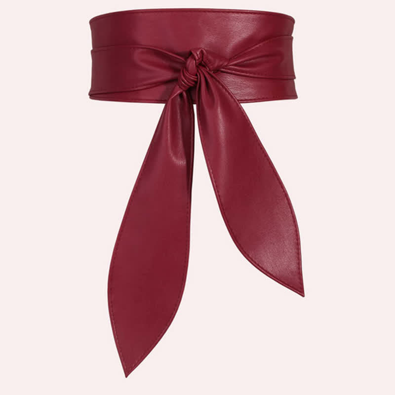 Cintura da corsetto in pelle con fascia larga da donna - Borgogna - image 6