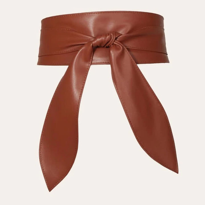 Cintura da corsetto in pelle con fascia larga da donna - Caffè - image 3