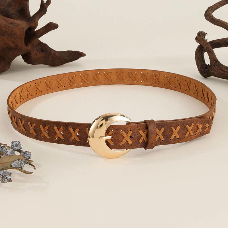 Cintura in pelle da donna in stile boho con infilatura di corda fatta a mano - image 3