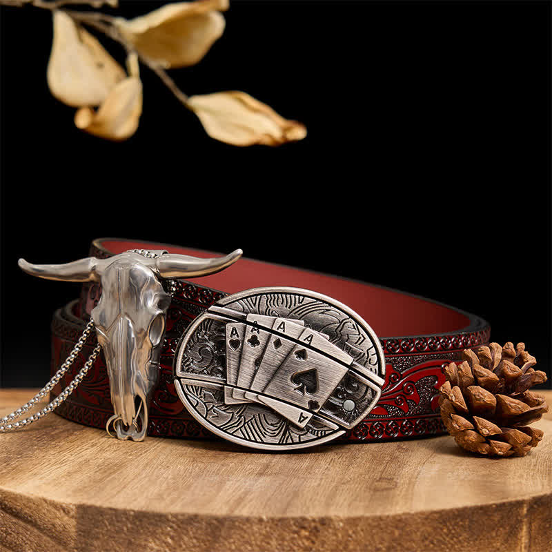 Gadget Western fai da te, fibbia per coltello nascosto, ciondolo a forma di toro Longhorn - Poker - Cintura marrone intagliata - 40 - image 55