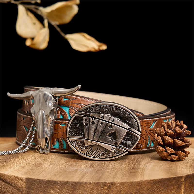 Gadget Western fai da te, fibbia per coltello nascosto, ciondolo a forma di toro Longhorn - Poker - Cintura intagliata turchese - 40 - image 52
