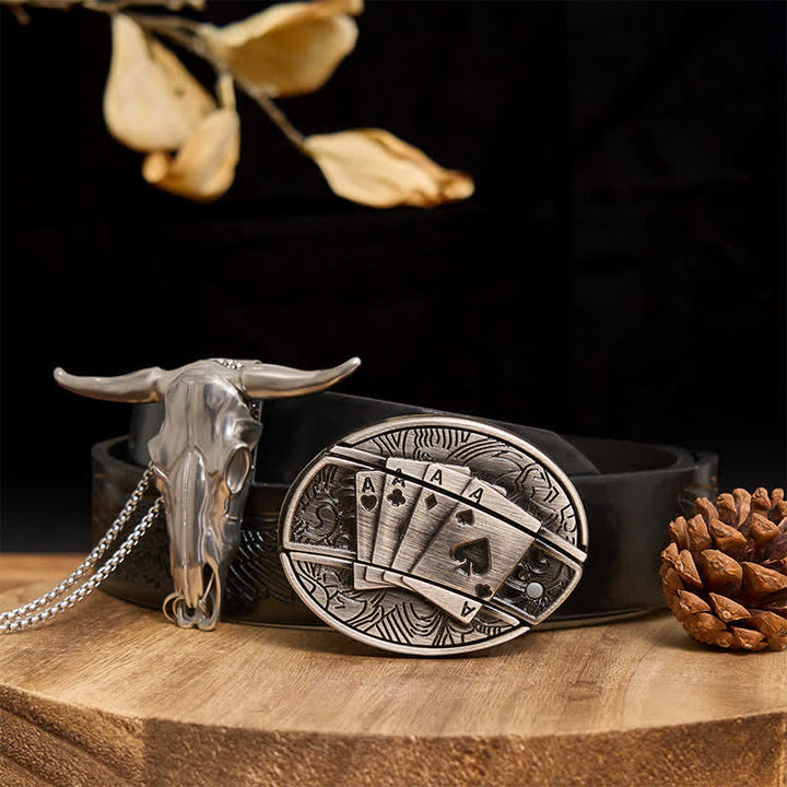 Gadget Western fai da te, fibbia per coltello nascosto, ciondolo a forma di toro Longhorn - Poker - Cintura con aquila in rilievo nera - 40 - image 51