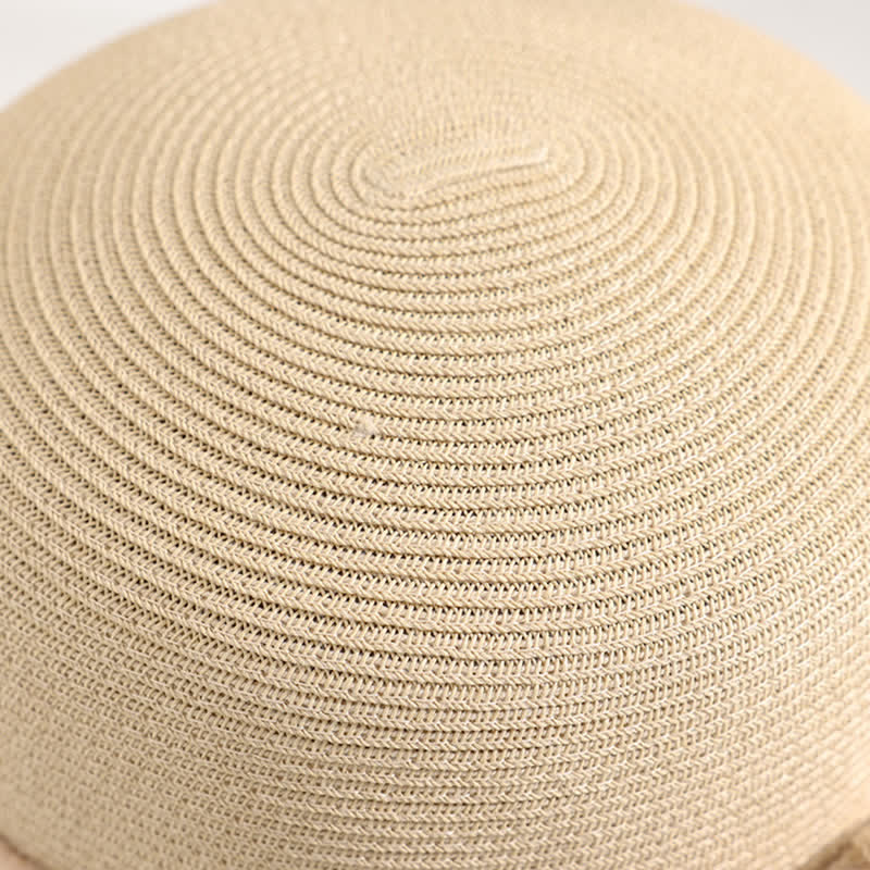 Cappello estivo in paglia con tesa arrotolata, a doppio fiore, da donna - image 3