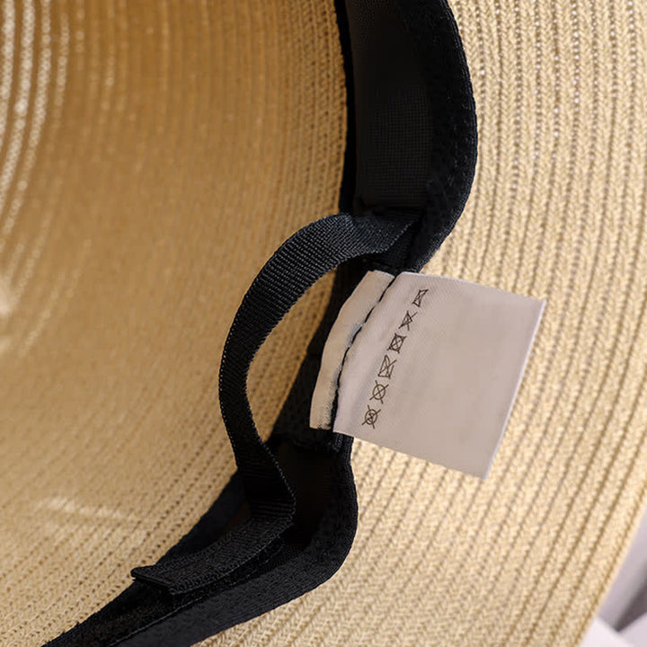 Cappello estivo in paglia con tesa arrotolata, a doppio fiore, da donna - image 5