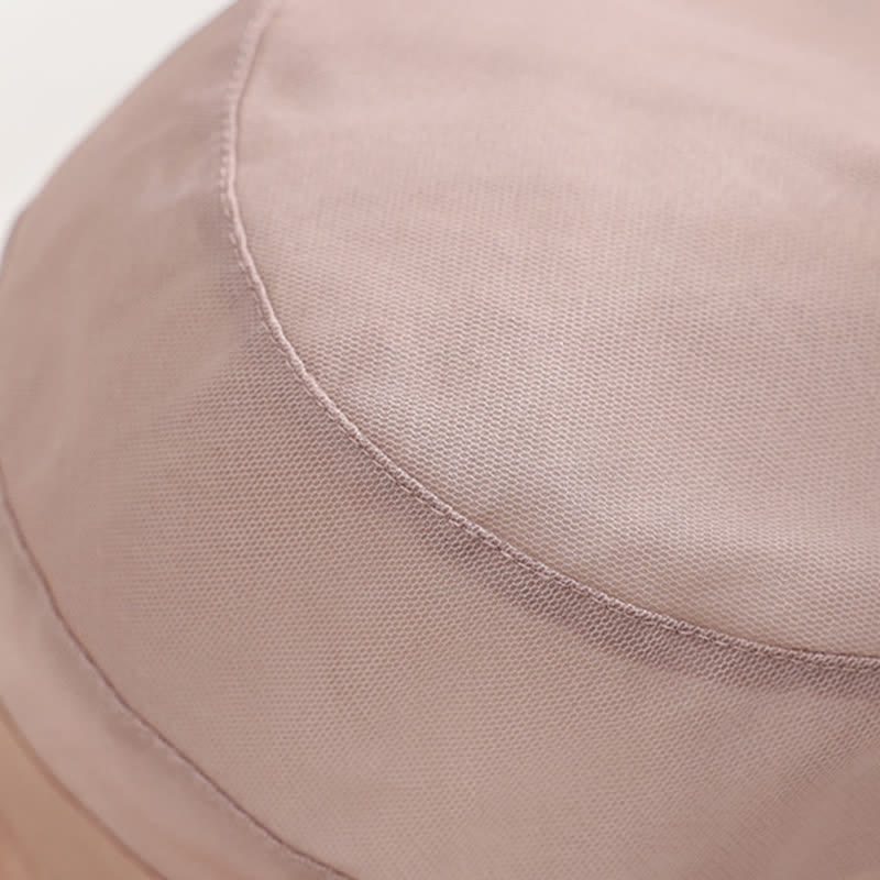 Cappello da sole pieghevole in seta con tesa larga e nodo a fiocco grande da donna - image 4