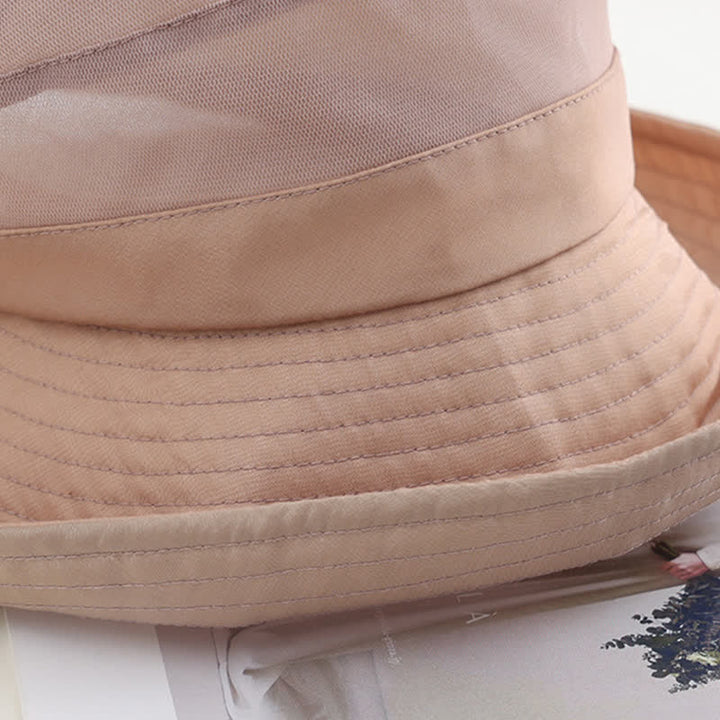 Cappello da sole pieghevole in seta con tesa larga e nodo a fiocco grande da donna - image 7