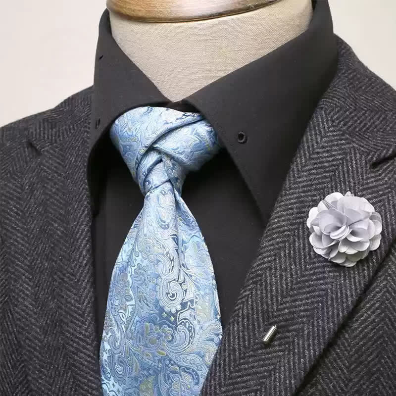 Set di 2 cravatte larghe con motivo paisley azzurro cielo da uomo - Azzurro cielo chiaro - image 0