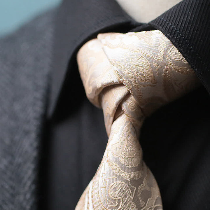 Set di 2 cravatte larghe con motivo paisley champagne da uomo - image 2