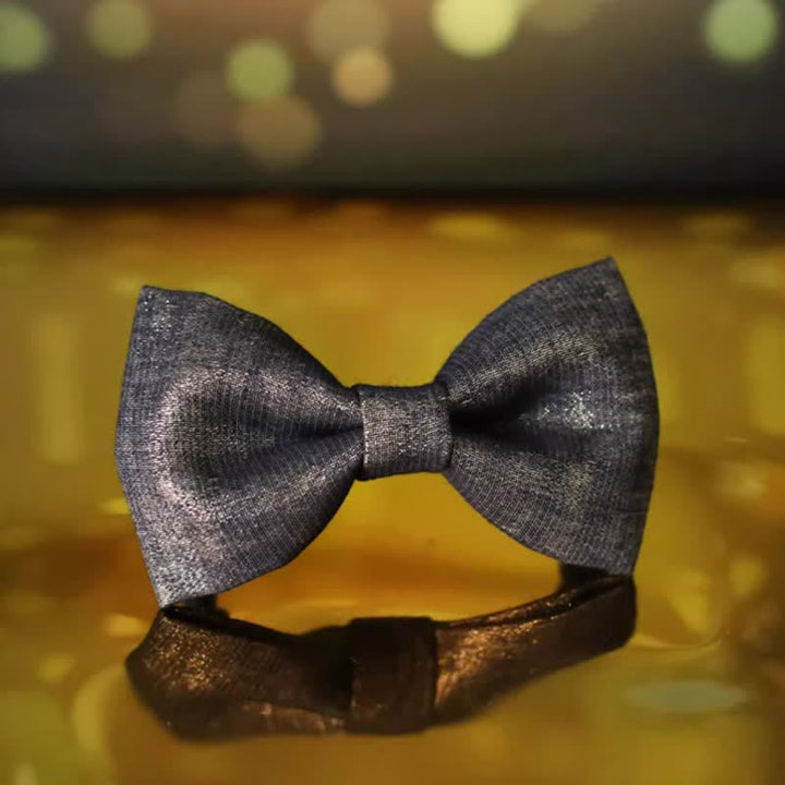 Papillon da uomo con dettagli lucidi e scintillanti in oro sottile nero - image 4