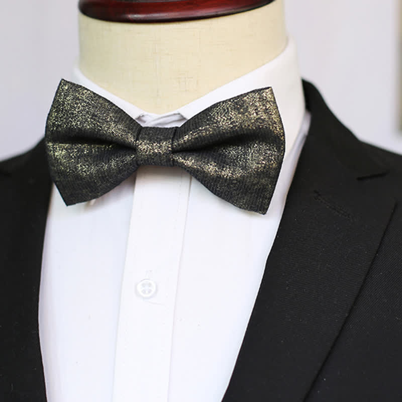 Papillon da uomo con dettagli lucidi e scintillanti in oro sottile nero - Pianura - image 0