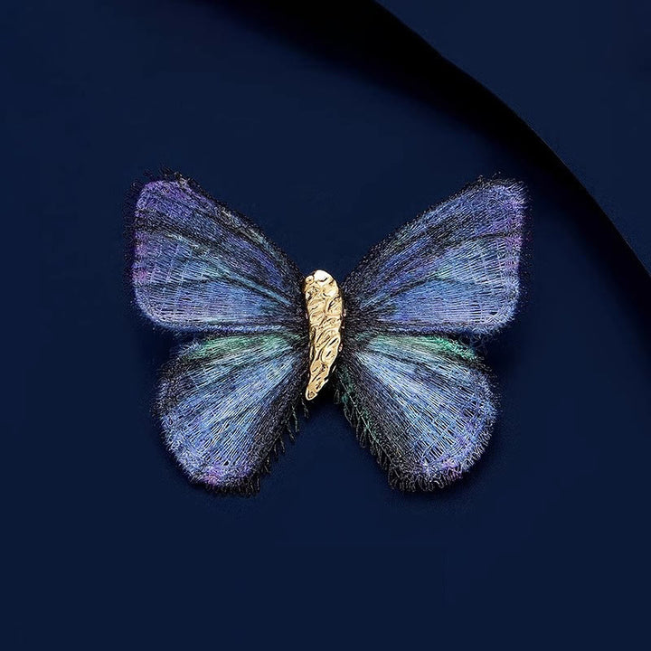 Spilla ricamata a forma di farfalla retrò da donna con sfumatura di colore - Blu - image 0
