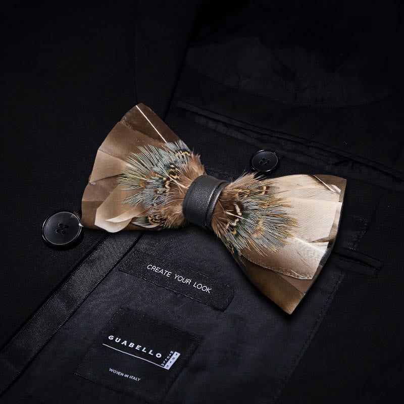 Papillon con piume di gufo grigio e marrone - Grigio e marrone - image 0