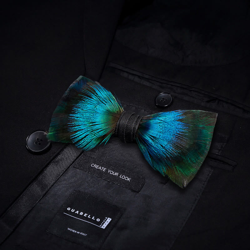 Papillon Aurora Blue & Green Feather con spilla da bavero - image 2