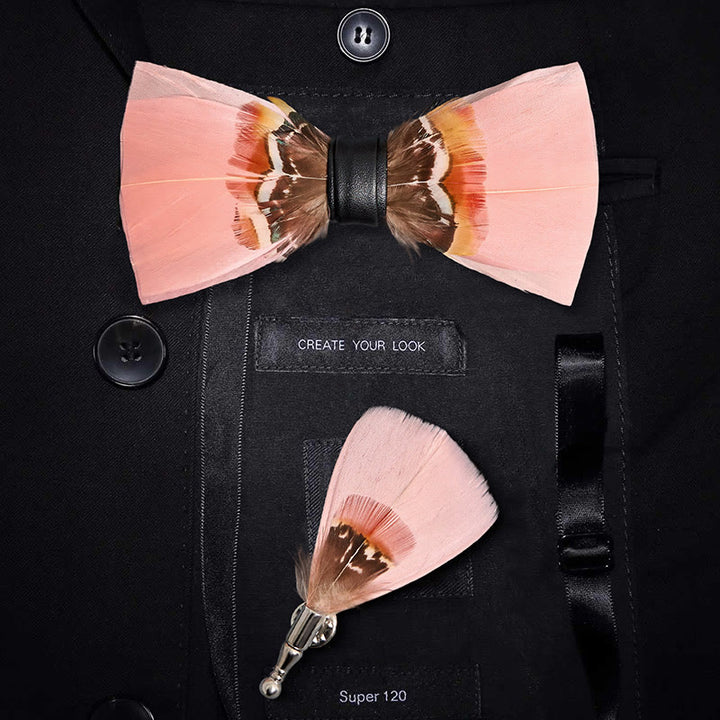 Papillon con piume rosa Pop per bambini con spilla da bavero - Adulto - image 0