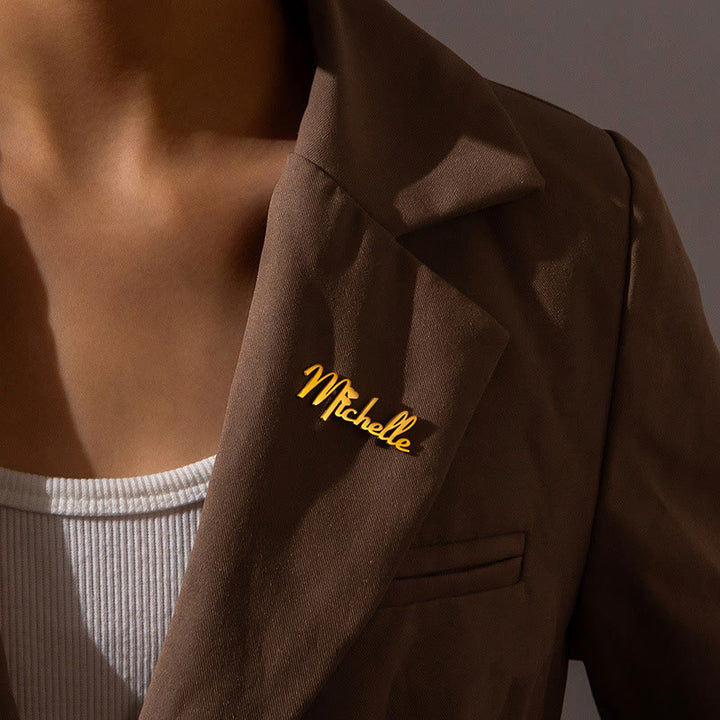 Spilla personalizzata in acciaio inossidabile con il tuo nome in oro - image 1