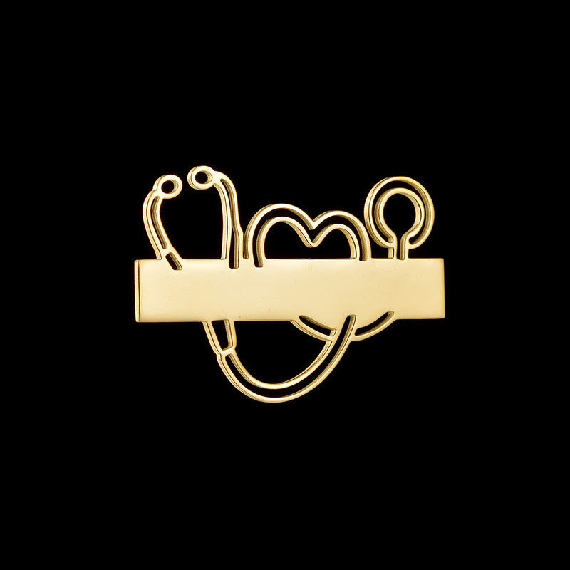 Spilla stetoscopio a striscia lunga in oro personalizzabile con il tuo nome - image 5
