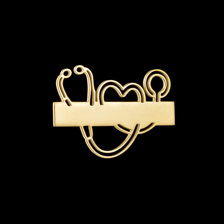 Spilla stetoscopio a striscia lunga in oro personalizzabile con il tuo nome - image 5