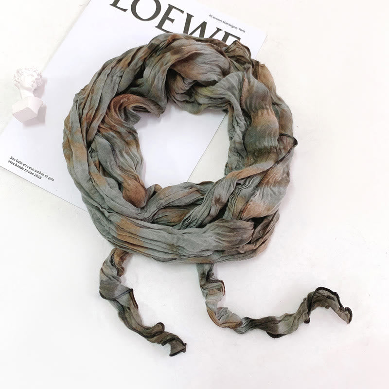 Sciarpa lunga sottile e stropicciata con effetto tie-dye da donna - image 10