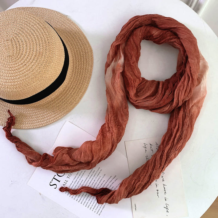 Sciarpa lunga sottile e stropicciata con effetto tie-dye da donna - Arancione Rosso - image 29