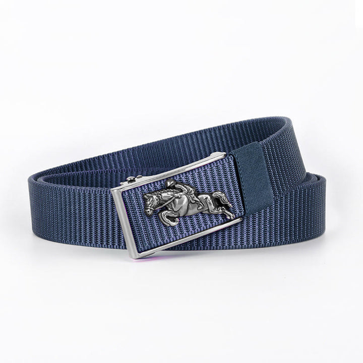 Cintura in nylon con fibbia automatica per equitazione casual da uomo - Blu reale / Argento - 42 - image 20