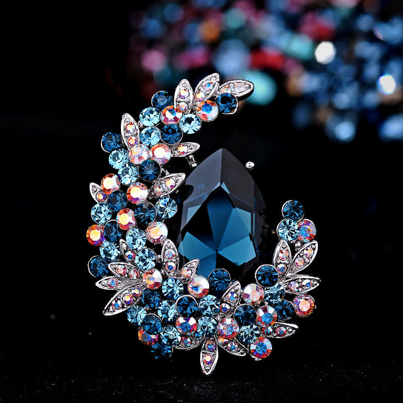 Spilla da donna a forma di mezzaluna con cristalli lucidi - Blu - image 6