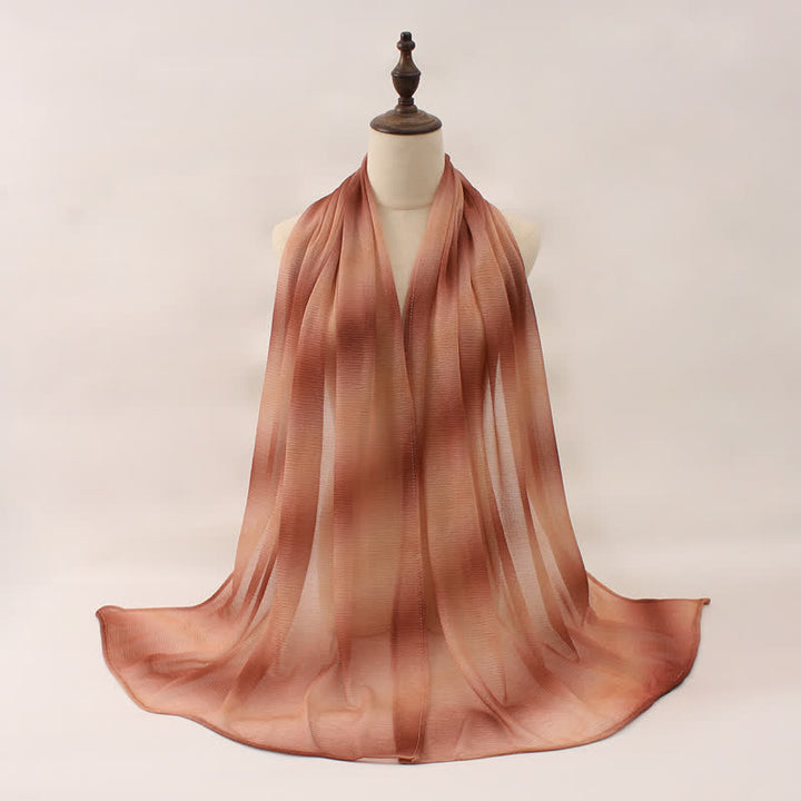 Sciarpa estiva sottile unisex a righe con pieghe e colori sfumati - Marrone sabbioso - image 7