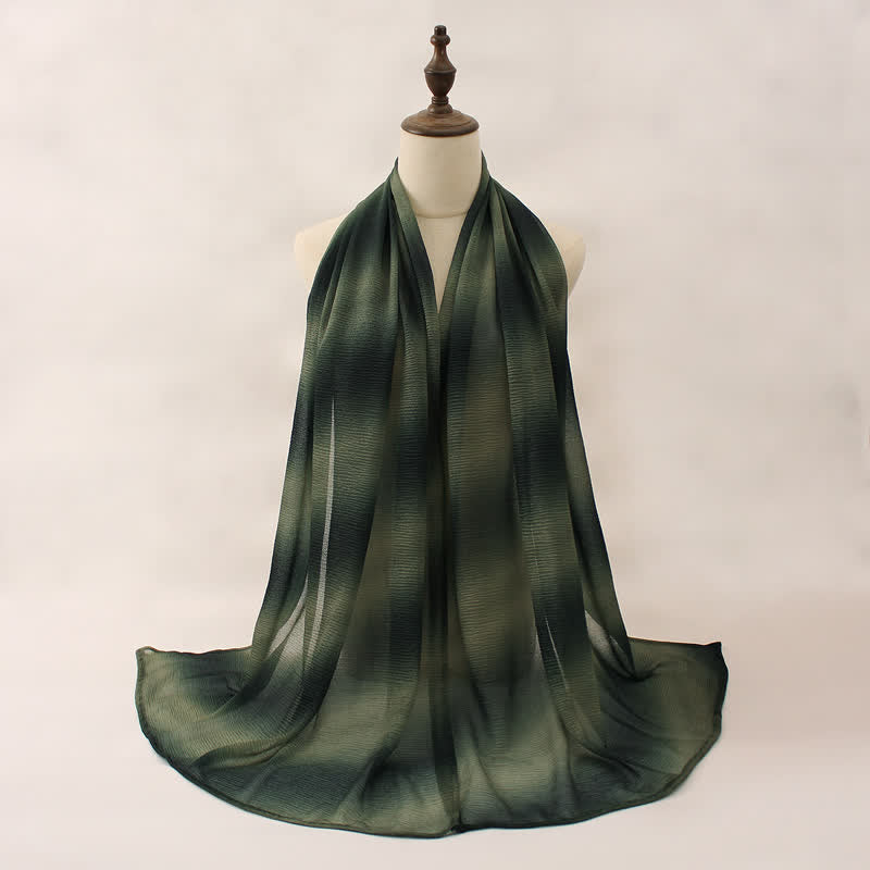 Sciarpa estiva sottile unisex a righe con pieghe e colori sfumati - Verde - image 12