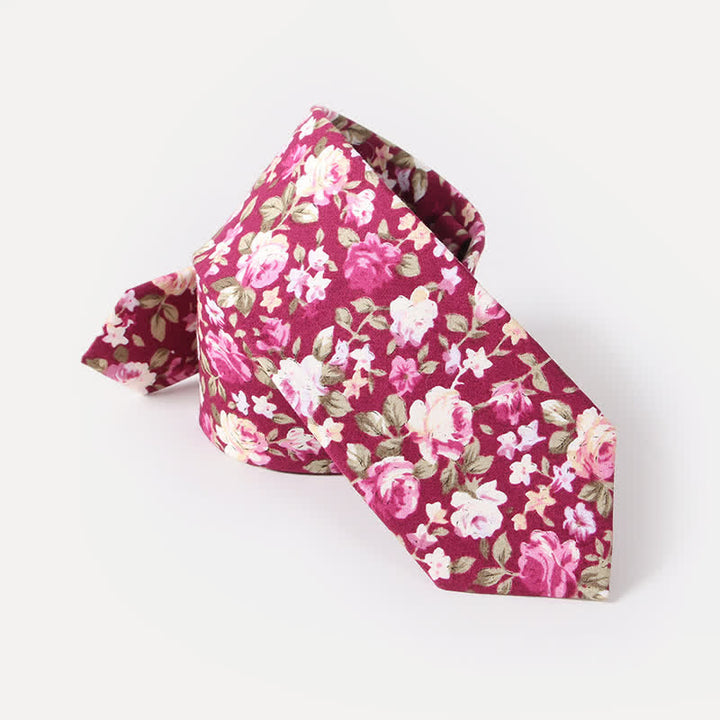 Cravatta da uomo in cotone con motivo floreale fresco e carino - Rosa - image 7
