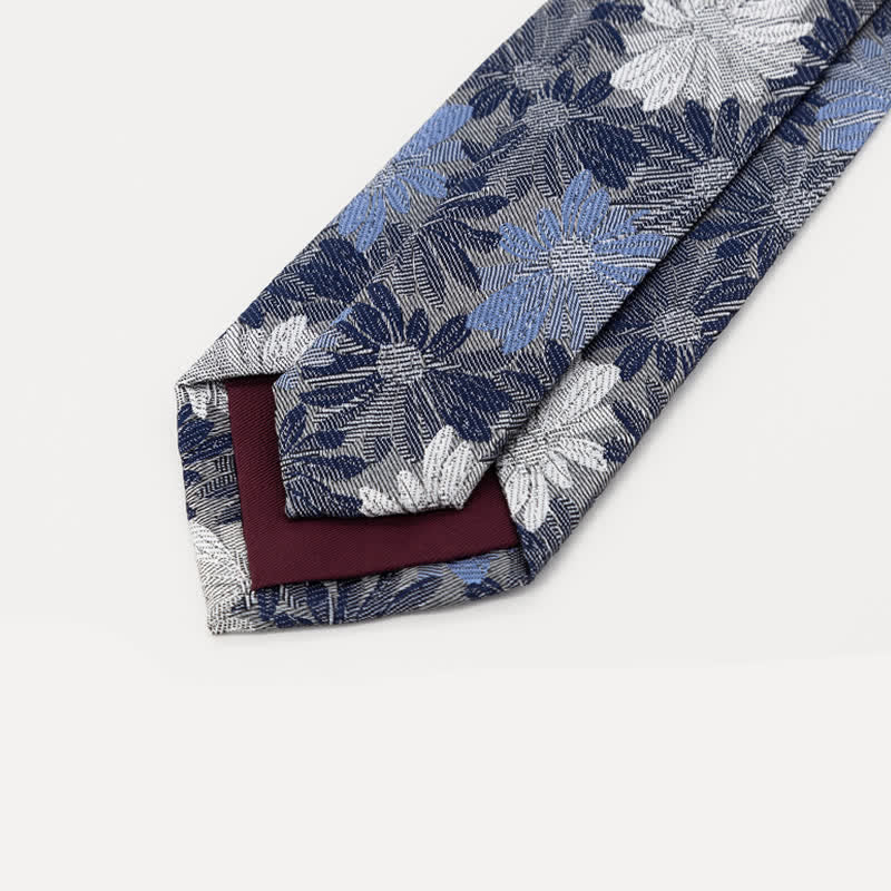 Cravatta floreale da uomo con margherite blu e grigie - image 3