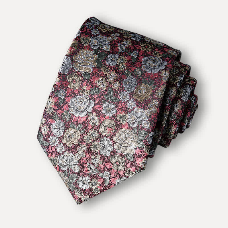 Cravatta floreale originale da uomo RosyBrown - RosyMarrone - image 0