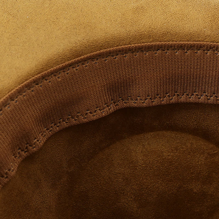Cappello da cowboy in pelle scamosciata con fascia decorativa etnica in piume - image 8