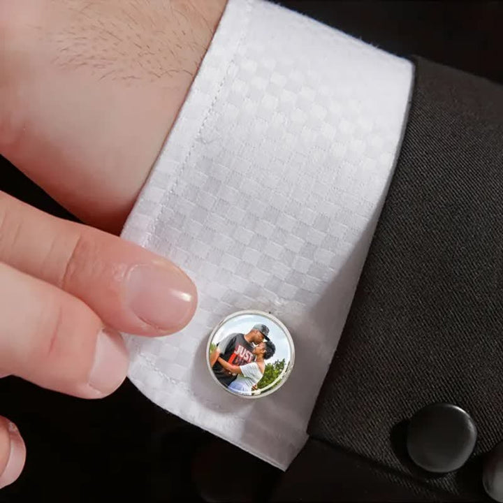 1 paio di gemelli commemorativi creativi personalizzati con la tua foto - image 0
