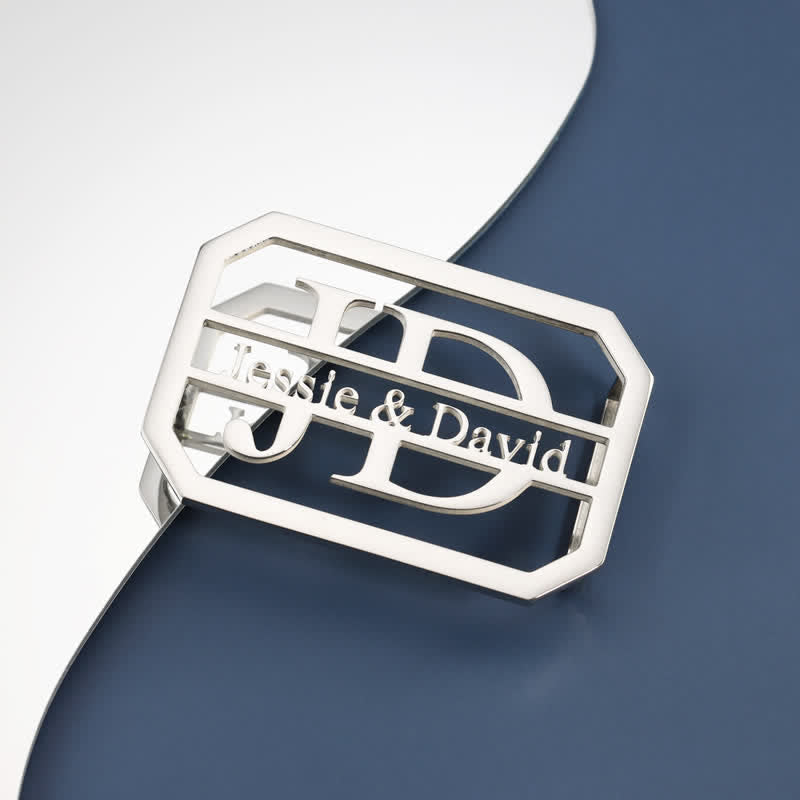 Cintura in pelle con fibbia fai da te in argento con nome e iniziali personalizzati - Nome personalizzato - Senza cintura - Cintura non inclusa - image 0