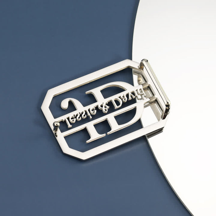 Cintura in pelle con fibbia fai da te in argento con nome e iniziali personalizzati - image 1