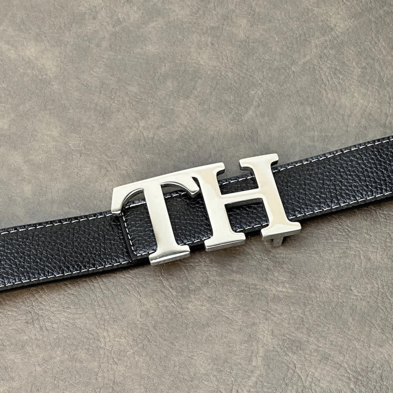 Cintura in pelle con fibbia fai da te in argento con iniziali grandi personalizzate - image 0