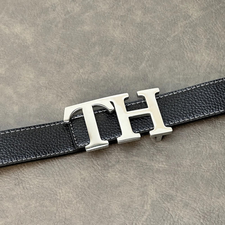 Cintura in pelle con fibbia fai da te in argento con iniziali grandi personalizzate - image 0